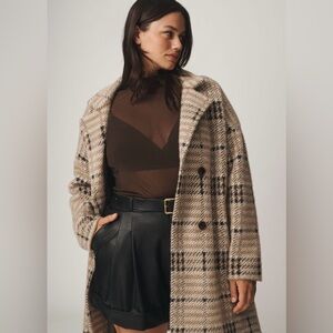 Anthropologie NVLT Eyelash Knit Plaid Coat